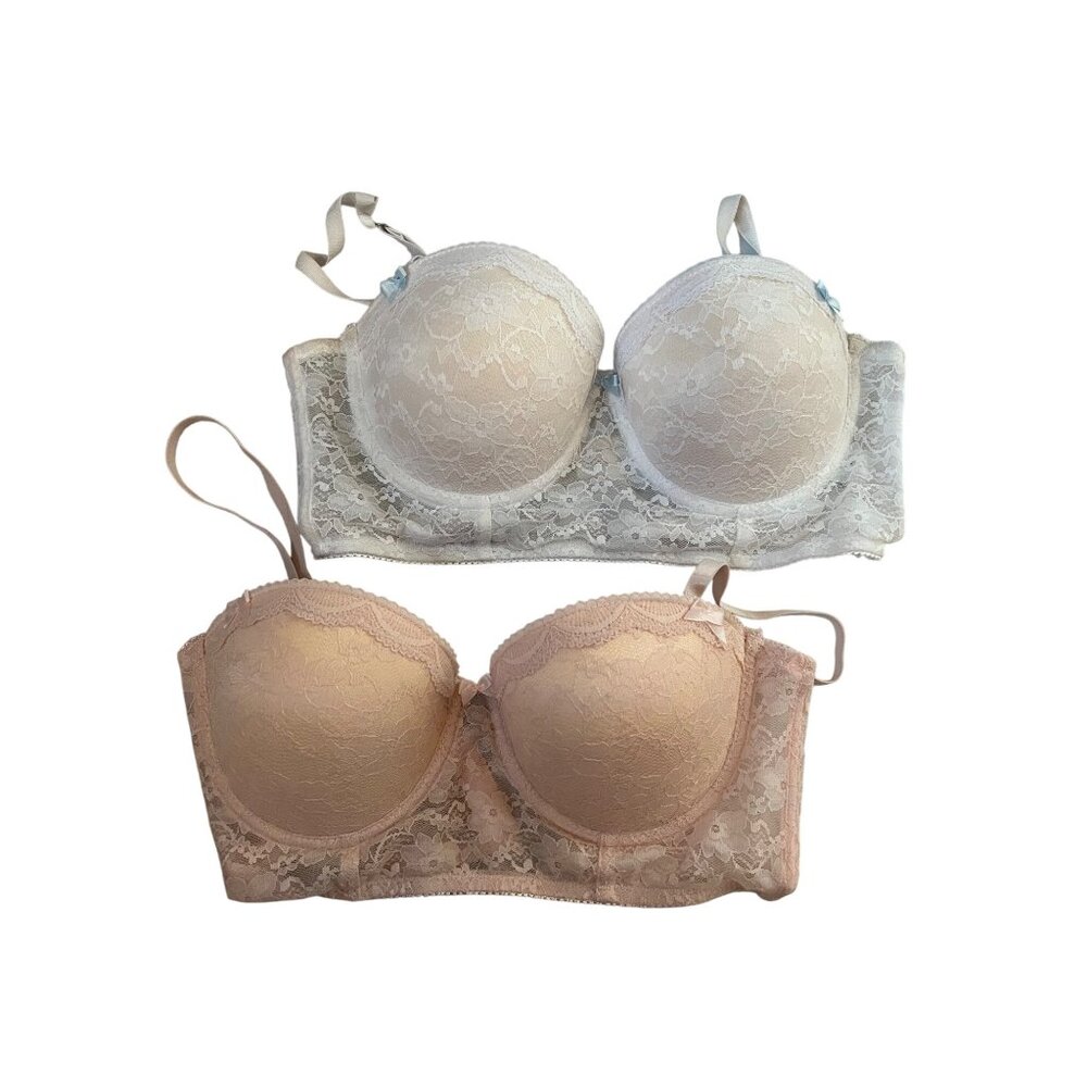 Jessica Simpson Lace Underwire Strapless Bras 36B In Nude & White